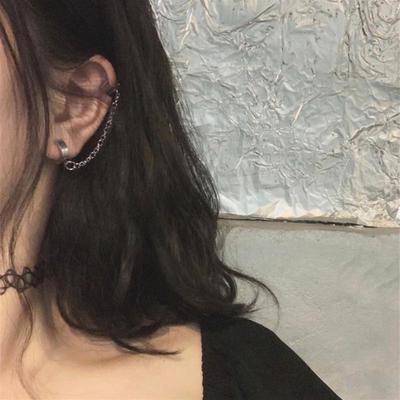 Punk Hip Pop Earrings Clip Tassel Chain Ear Bone Clip Dangle Earring Fake Piercing Ear Cuff Earrings ARI