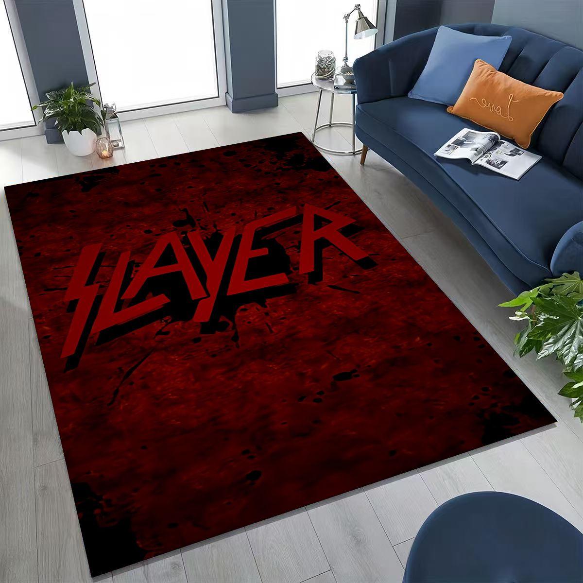 

Slayer Heavy Metal Rock Band Skull Art Carpet Rug for Bedroom Living Room Sofa Home Doormat Decor,Large Non-slip Floor Mat 40x60cm( 15x23in )