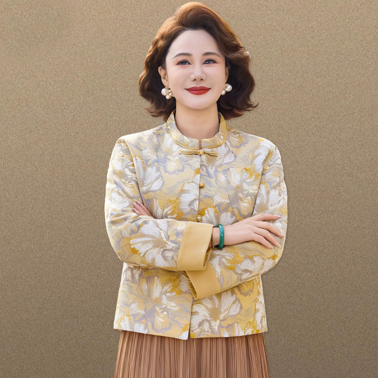 

2026 New Spring/Autumn Chinese-Style Jacket for Middle-Aged and Elderly Women XL - Under 105 lbs