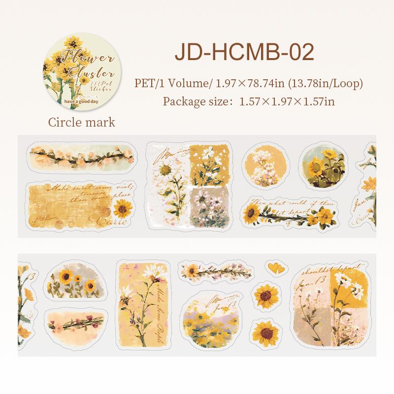 50mm*200cm Flower Cluster Series Vintage Plant Floral Landscape PET Tape Creative DIY Journal Material Collage Stationery