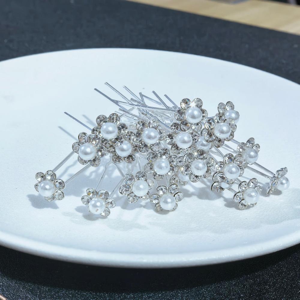 Bridal Wedding Hair Accessories Rhinestone Hair Pins Forks for Women Pearl Hairpins Bride Headpiece Party Hair Styling Tools
