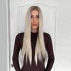 BLONDE UNICORN Long Synthetic Straight Ombre Platinum Lace Part Wig for Women Cosplay High Density Hair Heat Resistant
