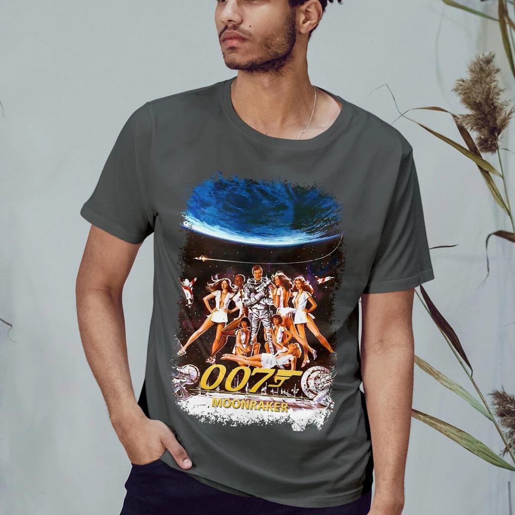 ZX Sommer-Heißverkauf Moonraker 1979 Filmplakat-inspiriertes T-Shirt Retro 80er Jahre Tee Herren Rundhals-T-Shirt