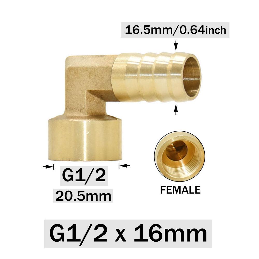 12/14/16/19mm Brass Hose Barb Connector Elbow 1/2 Male Female Thread Coupler Copper Water Oil and Air Pipe Fitting