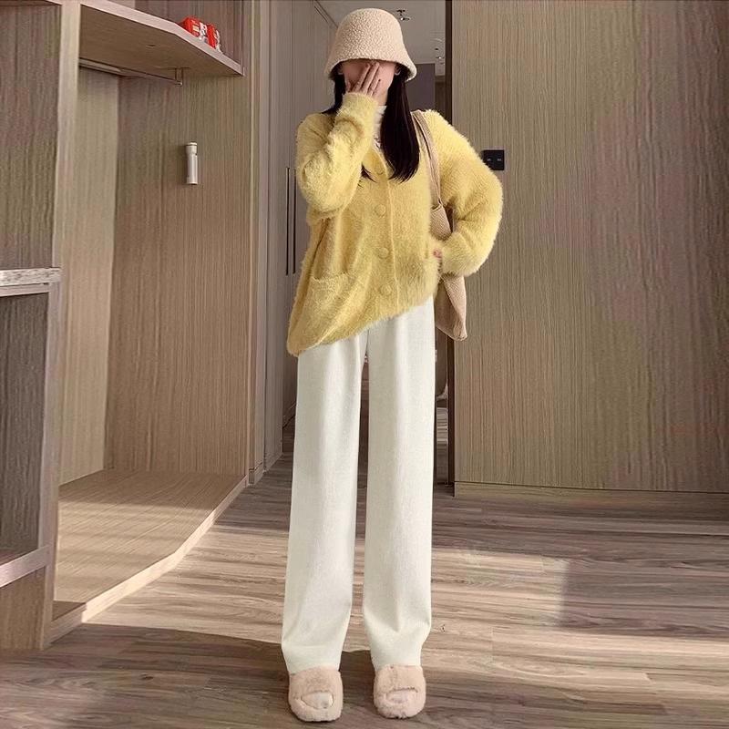 Maternity Fleece Wide-Leg Pants: Cozy, Loose-Fit for Spring, Autumn, Winter – Ideal Postpartum Wear