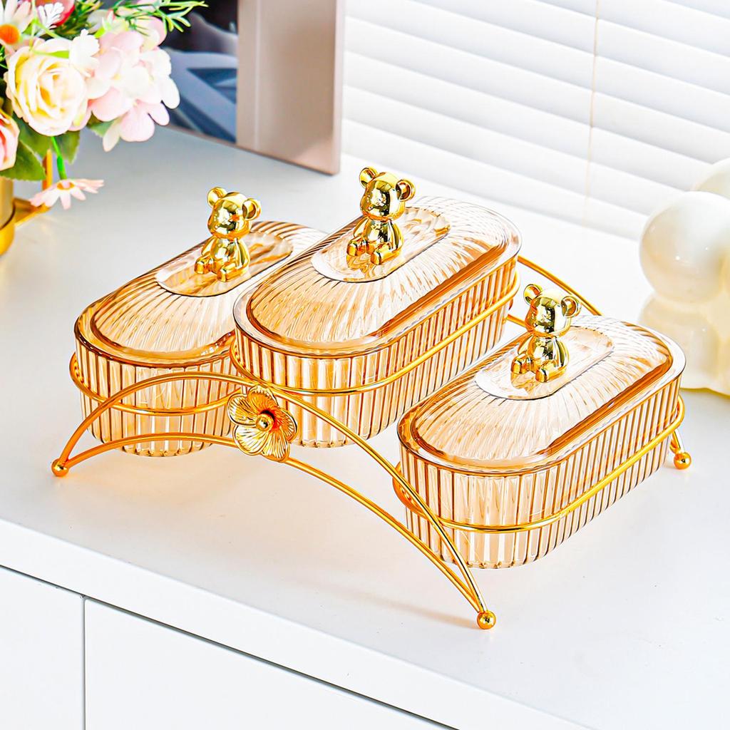 Elegant Compartmentalized Fruit & Snack Display Plate for Living Room & Tea Time