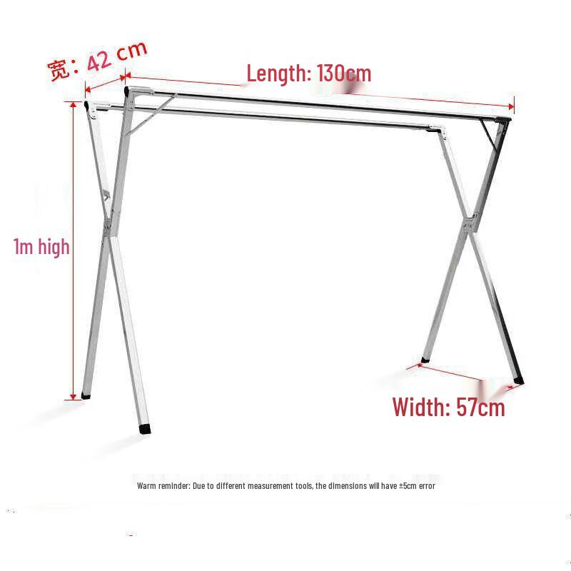 miflame 1.3m Galvanized Foldable Double Rod Clothes Drying Rack