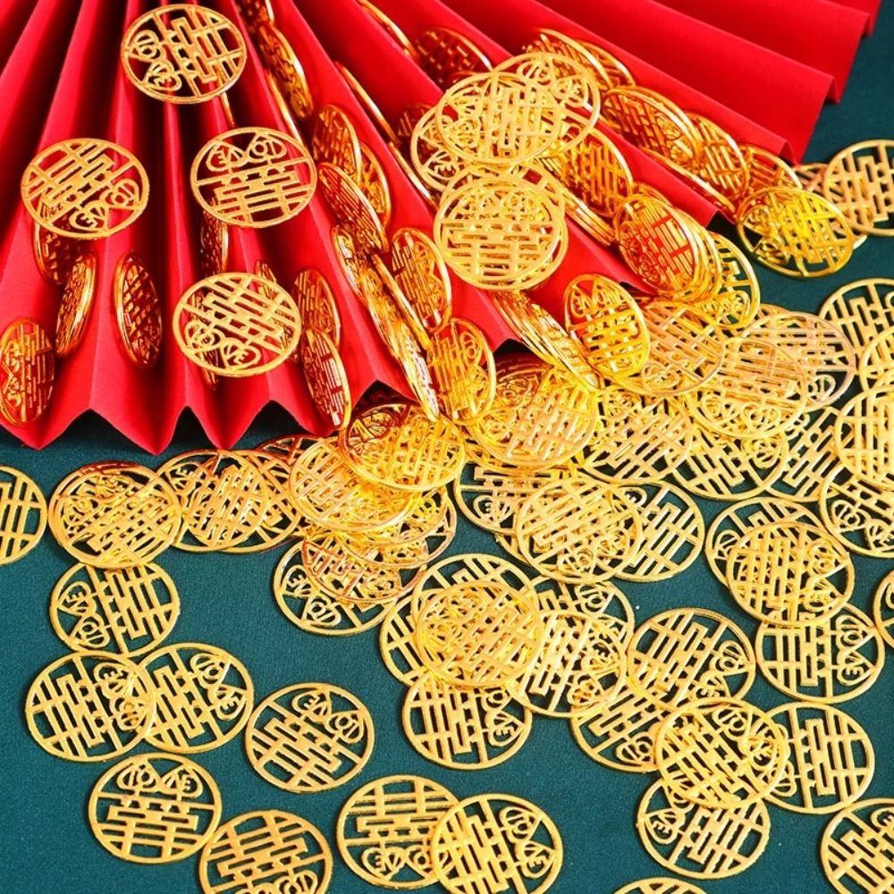 Colorful Wedding Chinese Tradition Circular Wedding Gift Coin Party Supplies Pendant Gold Coin