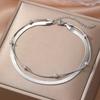 Stainless Steel Waterproof Double-Layer Snake Bone Bead Chain Anklet for Women Fashion Simple Adjustable Anklet Jewelry Gift