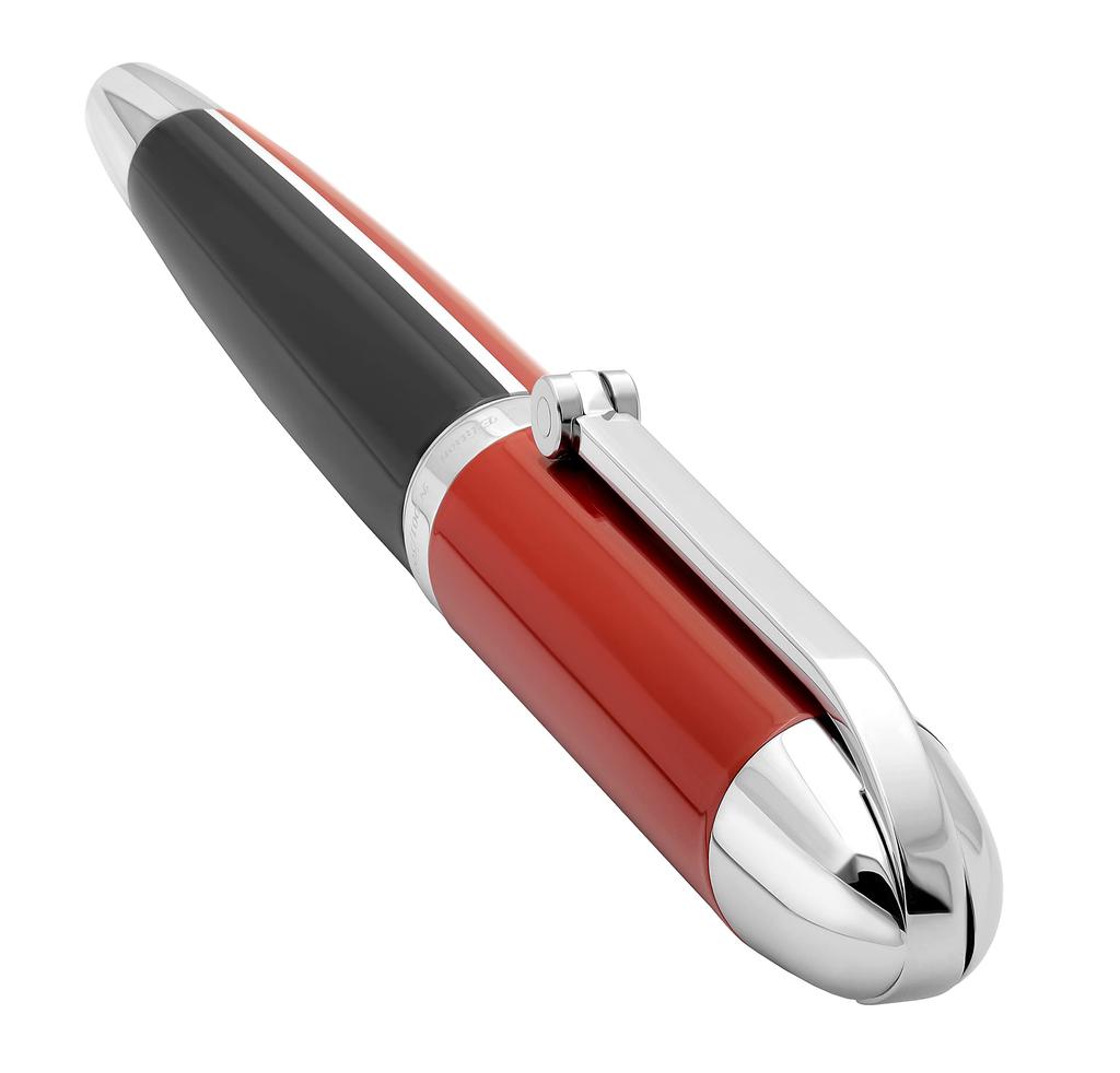 Xezo Wizjonerski długopis wieczny ze stalówką średnią Czerwony i czarny Edycja limitowana Pióro zakręcane. zabarwienie. 500, ponumerowany. Ręcznie. czapka.