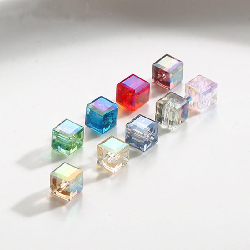 Multi-Faceted Crystal Glass Square Beads: 4/6/8mm Sugar Cubes for DIY Jewelry, Loose Beading with Holes