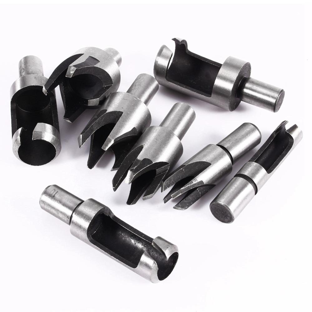 8pcs High Carbon Steel Wood Plug Cutter Straight HSS Drill Bits Chamfer Drill Bits Woodworking