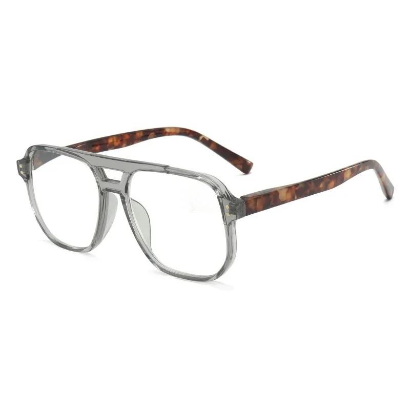 

Retro Square Frame Anti-Blue Light Miding Presbyopia Glasses Spring-Arm Double-Bridge Fashion Reading Glasses with Plus Diopters 2.5 серый