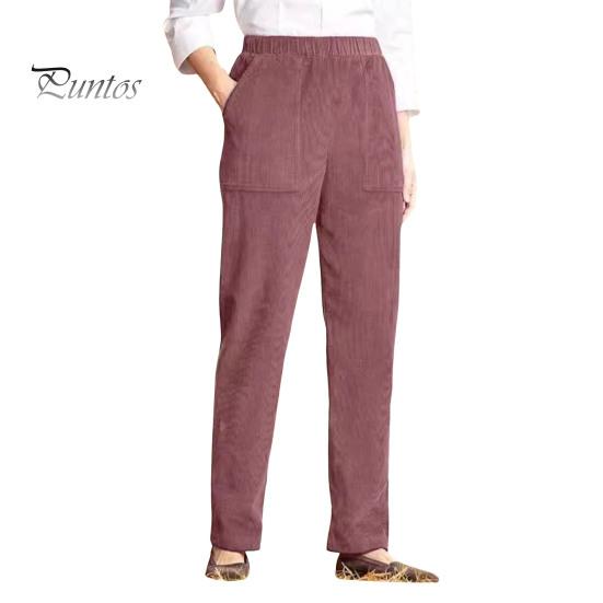 

Вельветовые повседневные брюки с эластичным поясом, женские длинные брюки с карманами, однотонные прямые брюки для поездок на работу и работы в офис S темно-красного