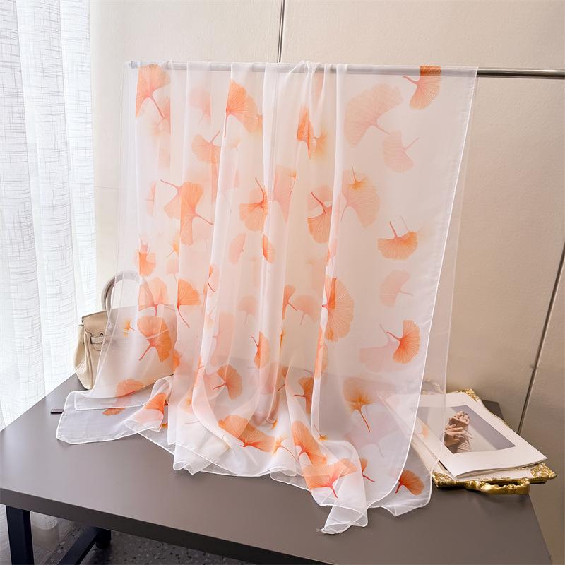 Purple Flower Rhyme Encryption Yourou Gauze Printing Spring And Summer Silk Scarf Large Long Scarf Travel Shawl Sunscreen Women'S Scarf Headscarf
