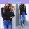 Solid Color Ladies Casual Tops Women Summer Loose Top Long Sleeve Blouse For Casual Office Wear