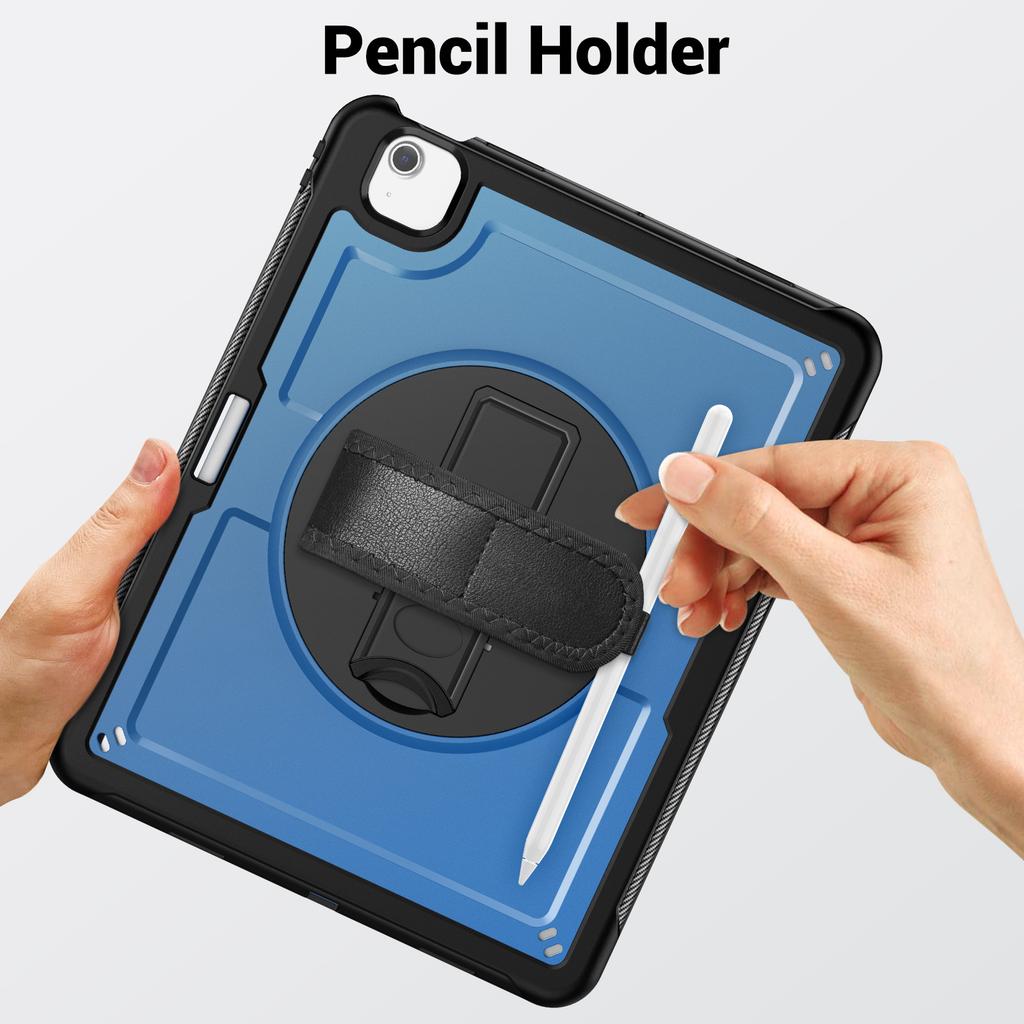 For iPad Air 13 (2025) M3 A3268/(2024) M2 Case Kickstand PC TPE Tablet Cover with Hand Strap
