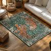 Green Tiger Pattern Bohemian Rug, Orange Animal Print Non-Slip Carpet, Jungle Theme Living Room Mat for Nature Decor