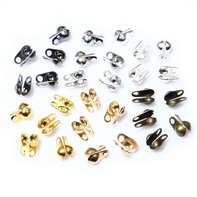 200pcs Fit 1.5/2/2.4/3.2mm Ball Chain Calotte End Crimp Beads Connector Components For DIY Jewelry Making Accessories Findings