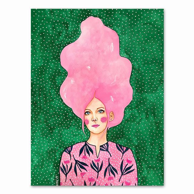 Abstrakte Mädchen Haar Blume Vogel Wand Kunst Leinwand Malerei Nordic Poster Und Drucke Vintage Wand Bilder Für Wohnzimmer Dekor kein Rahmen