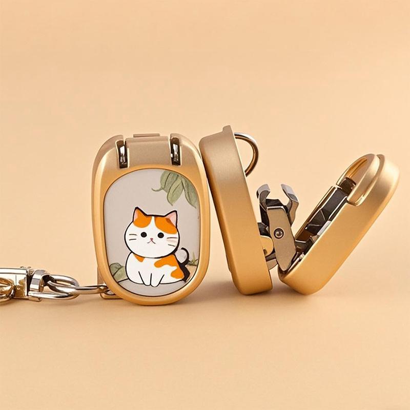 Cute Kitten Nail Clipper Keychain Stainless Steel Foldable Nail Scissors Cutter Manicure File Portable Rotary Toenail Trimmer
