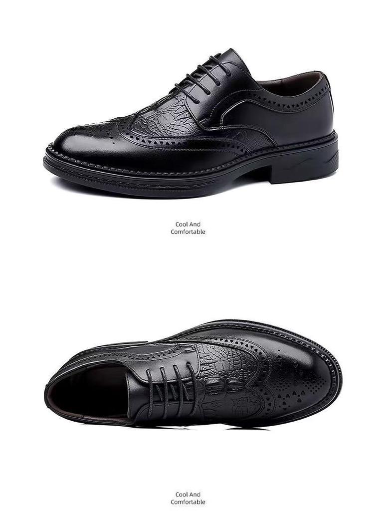 Pánské ležérní šněrovací boty z pravé kůže s krokodýlím vzorem