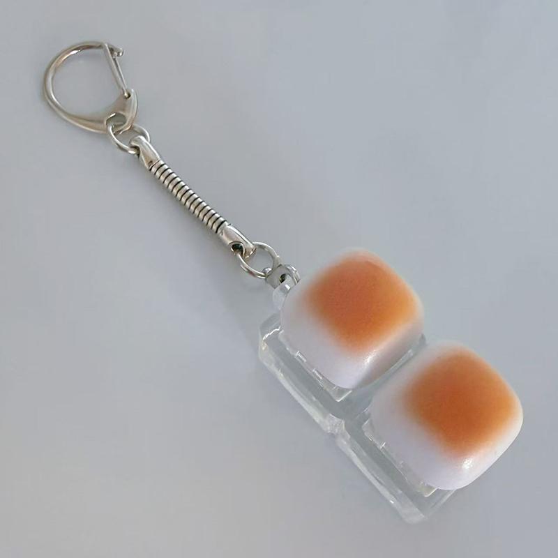 Caramel Bread Stress Relief Keyboard Keychain Button Light Keycap Backpack Pendant For Student Office Adult Accessory 1Pc