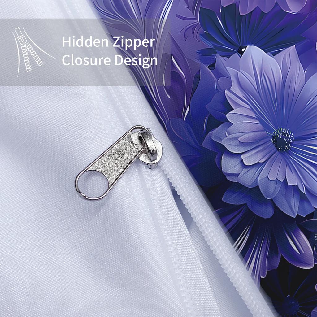 3-teiliges modisches Bettwäscheset mit lila Schmetterlingsmuster, weich und bequem, für Damenschlafzimmer, Queen-, King- und Einzelbetten