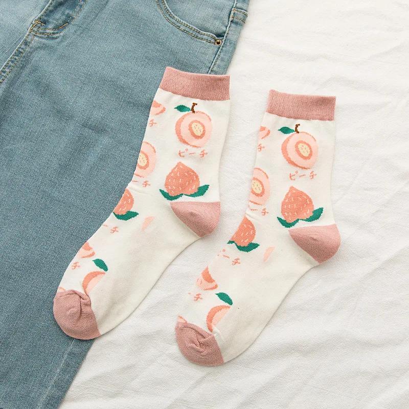 Women Socks Funny Cute Cartoon Fruits Banana Avocado Lemon  Food Happy colorful novelty skateboard Socks