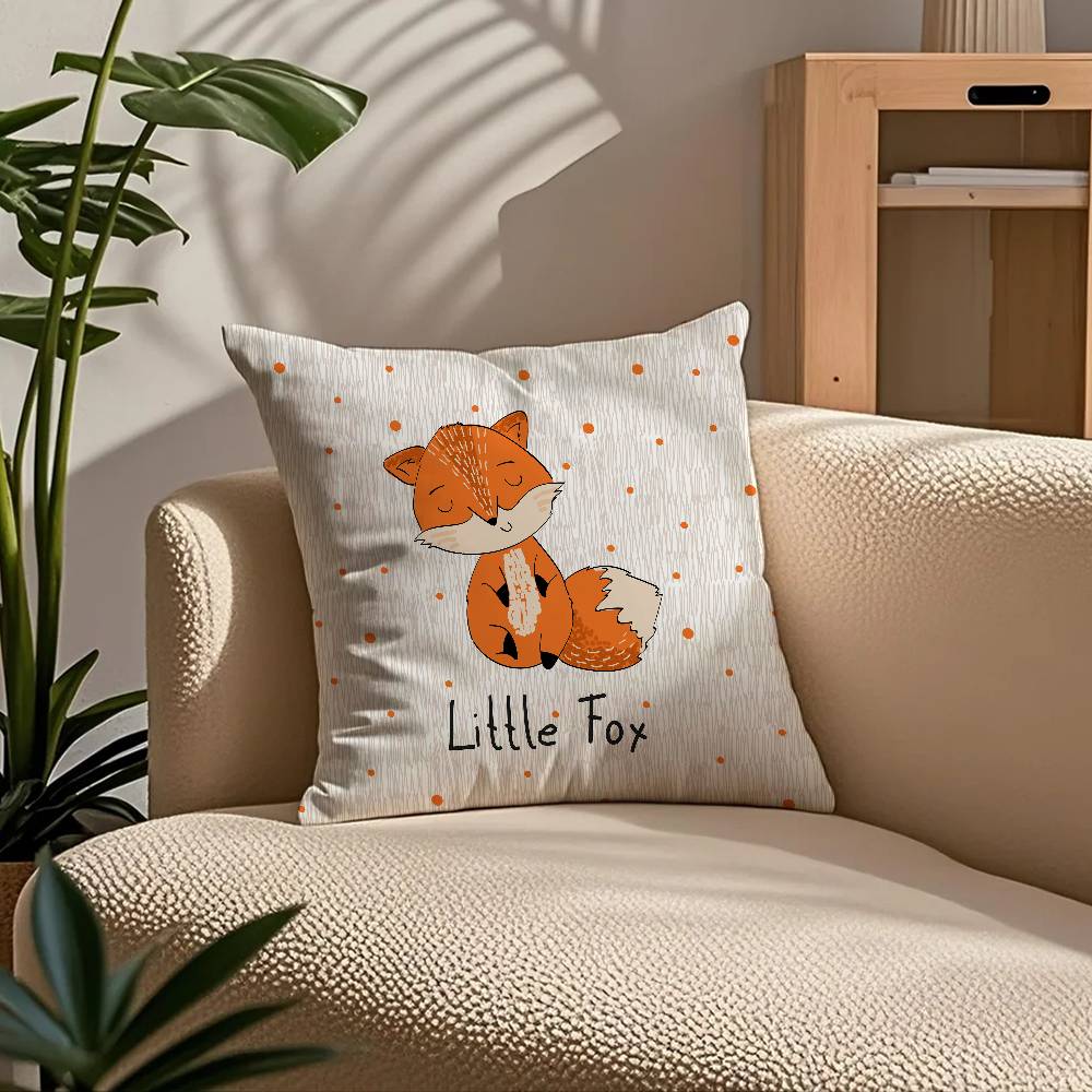 

Fox Cute Woodland Pillow Case Comfort Sofa Bed Silky elegant Invisible zipper Custom Decorative cushion cover 40cmx40cm