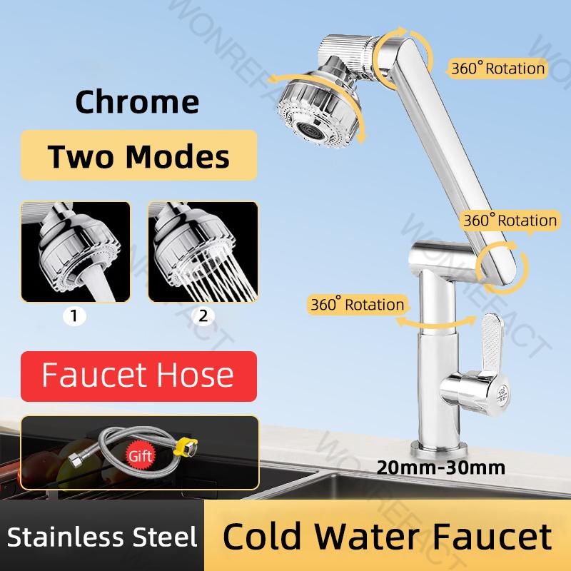 

1080° Rotary Lift Bathroom Sink Tap 304 Stainless steel 4 Mode Multifunctional Basin Faucet Quick Cleaning Universal Toilet Tap