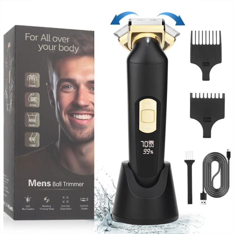 Groin Hair Trimmer Electric Manscape Trimmer for Men Waterproof Trimmer for Pubic/Body/Groin Grooming Body Groomer
