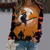 2025 Autumn Women's Halloween T-Shirt Fashion Long Sleeve Party Tops Casual 3D Print Loose Shirts OverSized Clothing Polyester