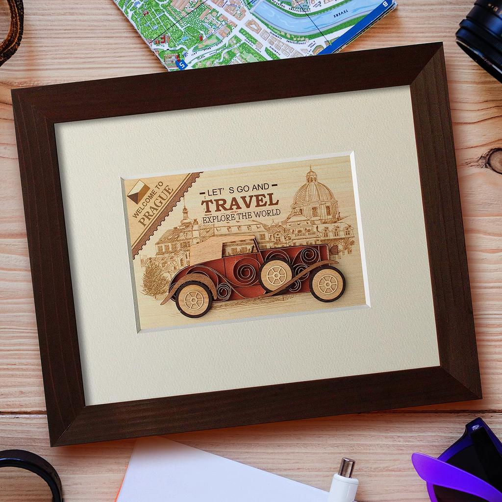 KINOWA "World Travel" Quilling Car Kit, Original Handmade Kit, Classic Car, Made in Japan