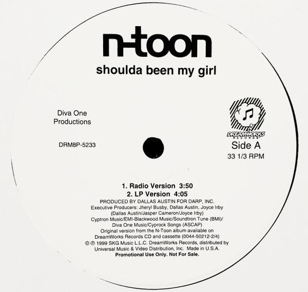 12-дюймовая пластинка NTOON Shoulda Been My Girl DRM8P5233 DreamWorks Reco 1999 США SoulFunk Б/у