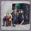 15cm ONE Piece Roronoa Zoro Sitting Position Anime Figure Model Statue Boys Collection Desktop Doll Decoration Ornament Toy Gift