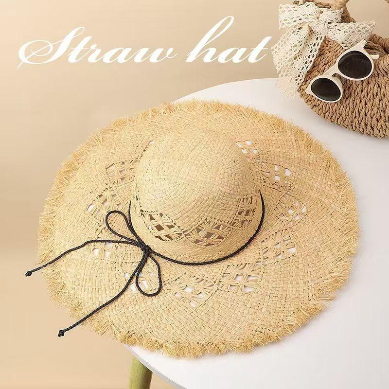 Summer Wind Big Brim Raffia Straw Hat Women's Beach Hat Travel Seaside Vacation Sun Hat