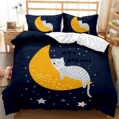 Katze Bettbezug Set 3D Druck Cartoon Tiere Muster Bettdeckenbezug für Kinder Jungen Mädchen Polyester Bettwäsche Set King Queen Größe