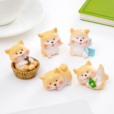 Mini Resin Dog Figurine Cartoon Puppy Statue Tiny Dog Cake Topper Decoration for Fairy Garden DIY Crafts Birthday Party Home Decor