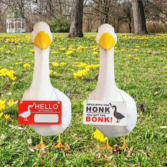 Porch Goose Hanging Sign Weather-proof Outdoor Garden Patio Yard Goose Statue Halloween Christmas Welcome Decorative Plaque