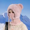 Winter Velvet Knitted Wool Hat Women's Ear Protection Hat Mask Scarf Integrated Thermal Pullover Hat