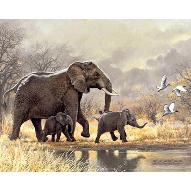 5D DIY Diamond Embroidery Animal Elephant Full Round Drill Diamond Painting Cross Stitch Home Decoration Handmade Gi