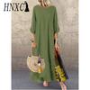 HNXC 12 Color Women Fashion Casual Loose Long Sleeve Floral Print Party Maxi Dress Plus Size Vestidos Longos Robe