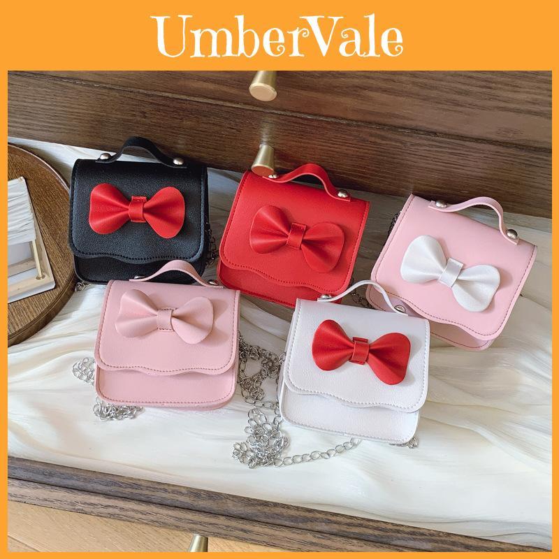 Small Princess Fashion Butterfly Bow Girl Mini Crossbody Bag With Pu Material For Toddler Daily Use