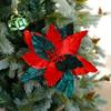 Christmas Flower Decor With Artificial Velvet Flowers For Holiday Tree Ornament Gift