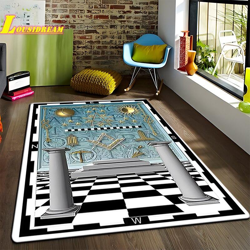 Freemason Illuminati Fashion Print Rug Home Decor Rug Anti-Slip Rug Living Room Bedroom Kitchen Bathroom Balcony Floor Mats