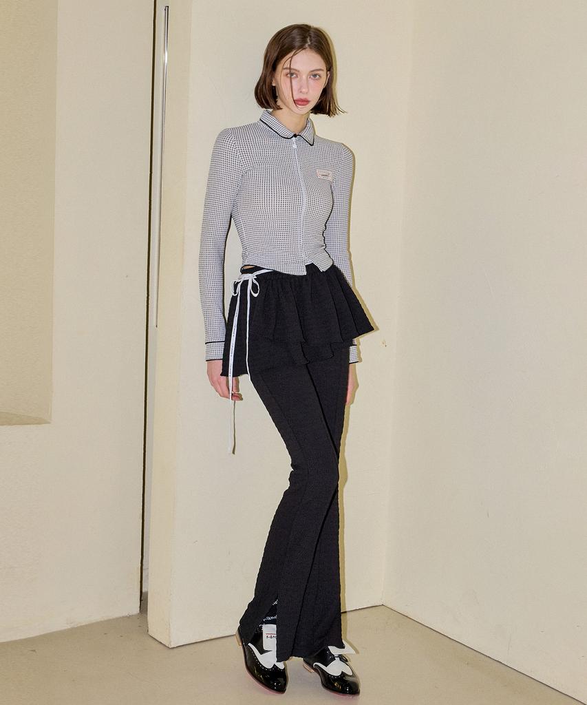 Candini Black Seersucker Wrap Skirt