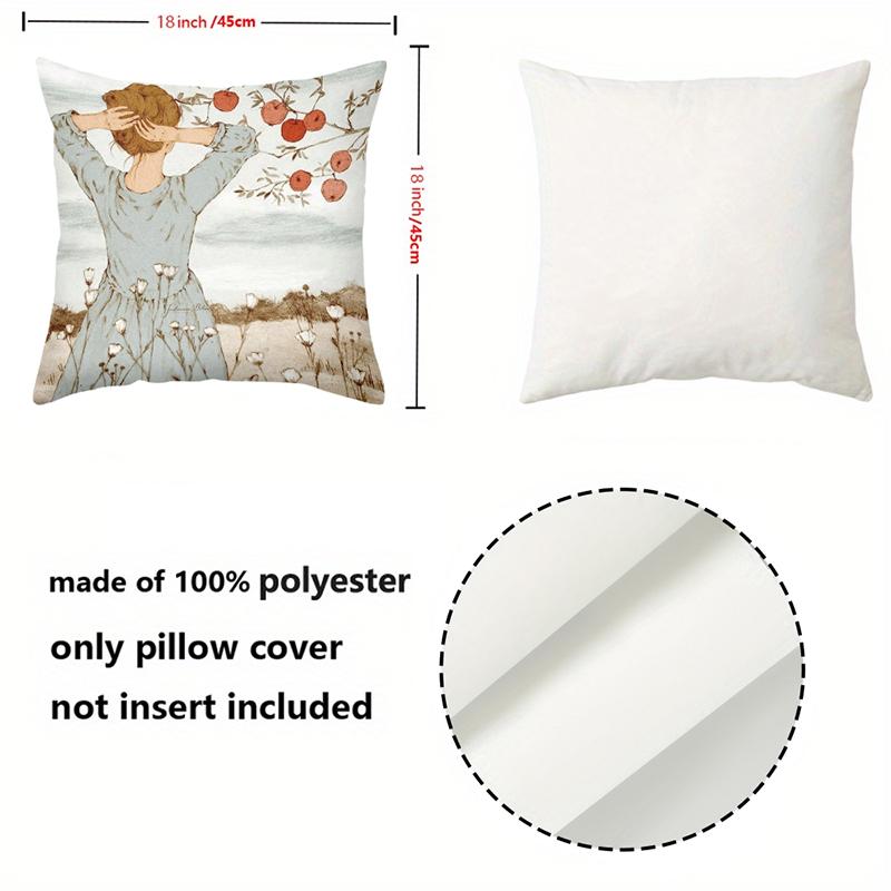 Girls Reading and With Birds Printed Decorative Cushions Polyester pillowcase, sofa decorative cushion cov Headboard Pillow