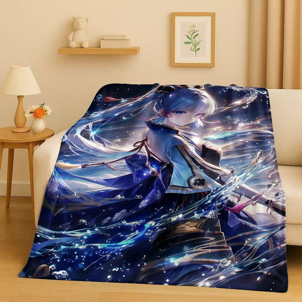 3D Genshin Impact Game Cartoon Flannel Blanket,Ultra Soft Warm Plush Throw for Home Bedroom Bed Sofa Cover Picnic Girl Gift