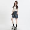 Retro Blue Denim Shorts Women's Summer Thin Five-point Pants Straight Loose High Waist All-match Pants
